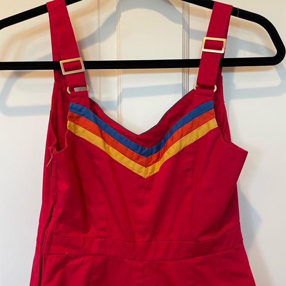 ModCloth Red Cotton Spring Dress. - Picture 4 of 11